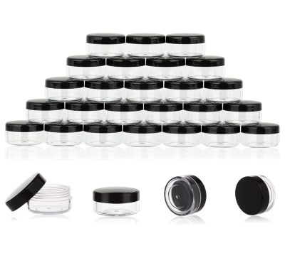 Refillable Sample Jar Pots with Screw-On Black Lids 10g