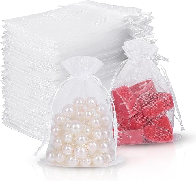 White Organza Bags 10cm x 12m 25 pack